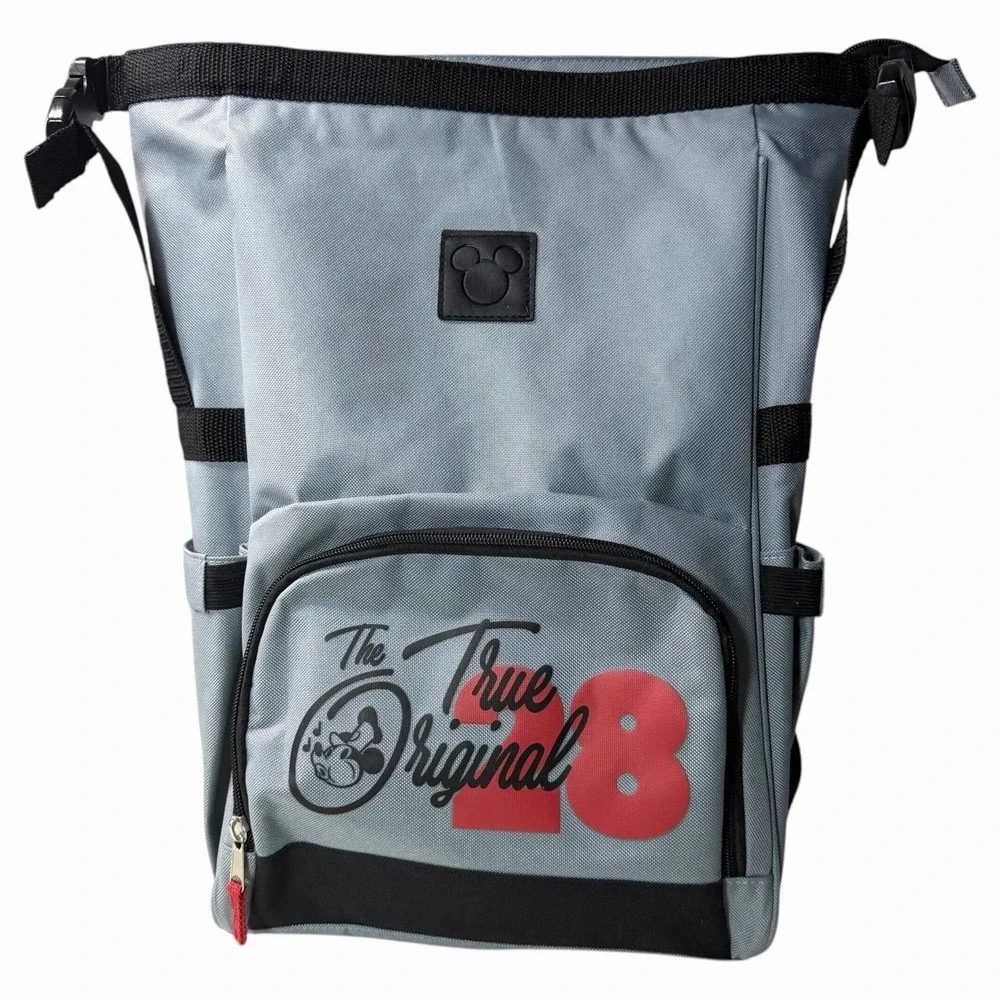 Disney Mickey Mouse True Original 28 Gray Roll Top Backpack Park‎ Bag